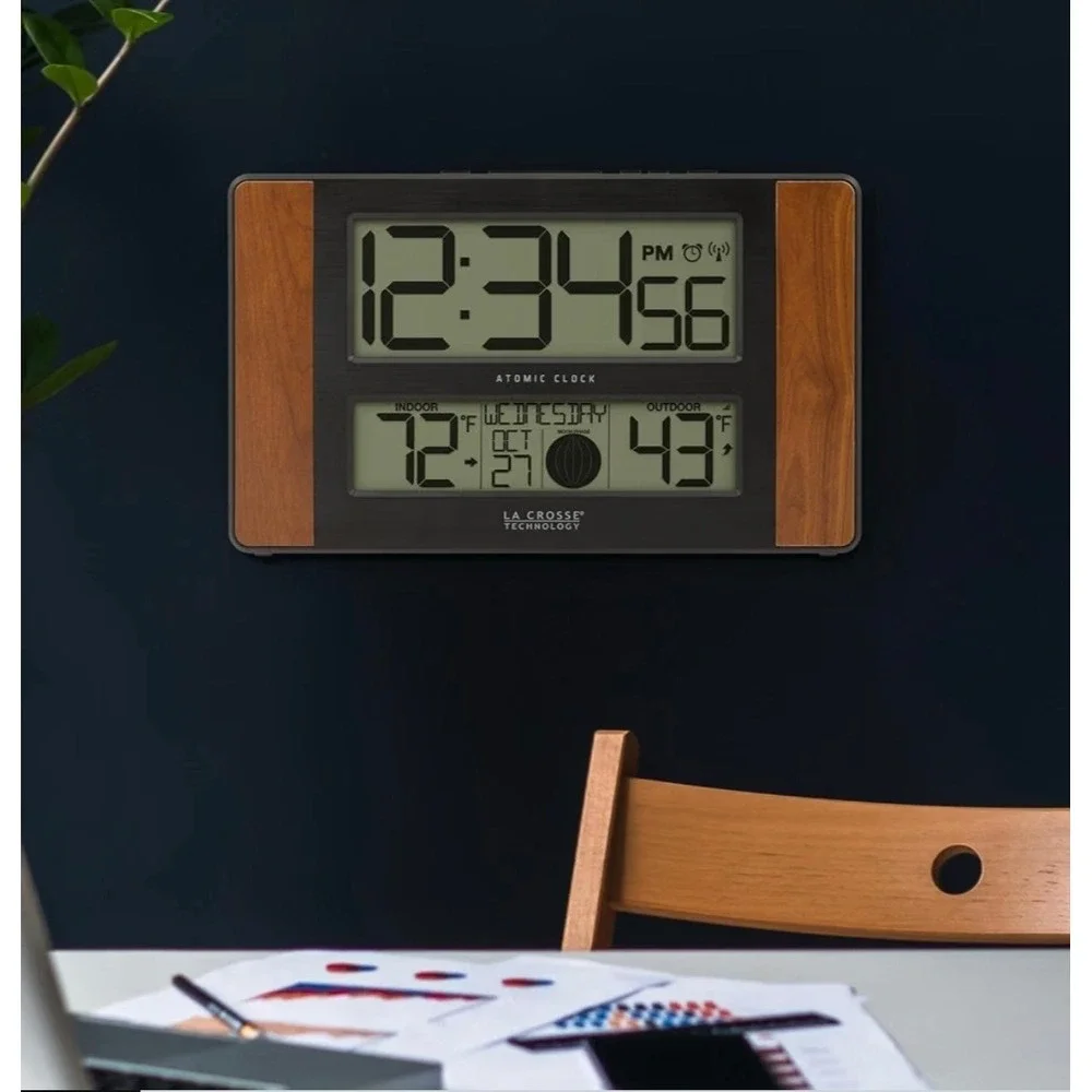 La Crosse Technology Atomic Digital Wall Clock Black Cherry 513-1417CH-INT